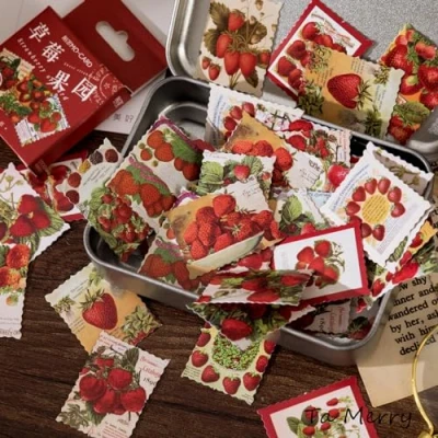 Image of Ta Merry Kawaii Scrapbook Accessories Scrapbooking Supplies,46Pcs Cute Strawberry Stickers Aesthetic for Adults,Journaling Supplies Scrapbooking,Card Making(Strawberry Orchard)