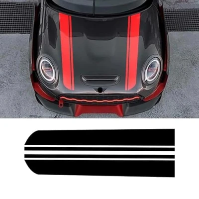 Image of CTLTSRX 2 Pcs Car Hood Sticker Bonnet Stripes Vinyl Decal, For MINI Cooper R60 Countryman F60 F55 F56 R56 R50 R53 Clubman F54 R55 R58
