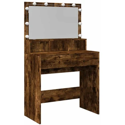 Image of vidaXL Dressing Table with LED Smoked Oak 80x41x134.5 cm