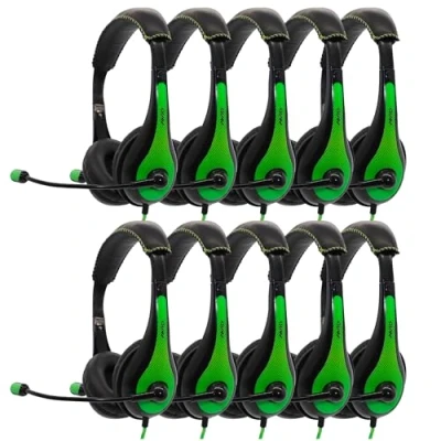 Image of Avid AE 36 Green On Ear Stereo Headphones with Boom Microphone (10 Pack)
