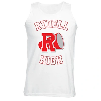 Image of Mens Rydell High School Logo Grease Costume Vest Tank Top White (S)