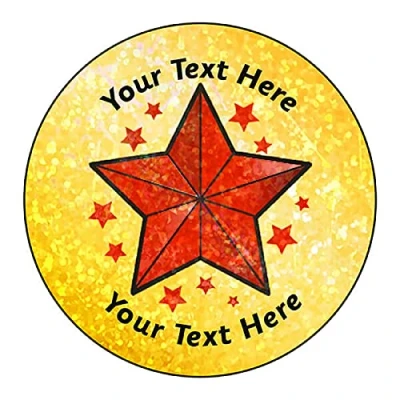 Image of 140 Personalised Holographic Sparkly Coloured Star Motivational School Praise Teachers Reward Stickers 37mm Primary Teaching Services