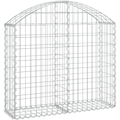 Image of vidaXL Arched Gabion Basket 100x30x80/100 cm Galvanised Iron