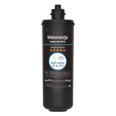 Image of Waterdrop WD RF10 Water Filter, NSF/ANSI 42 Certified, 30,000 Liters High Capacity, Replacement for Under Sink Filtration System 10UA, 10UB