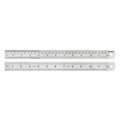 Image of Liquidraw Steel Ruler Stainless Metal For Cutting Sewing With Metric &amp; Imperial Measuring Engineers Architects (15cm / 20cm 30cm 60cm 1 metre) (30cm)