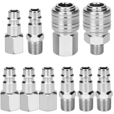 Image of Profiwoab 10 pcs Air Line Connectors Euro, Airline Hose Compressor Fittings, 1/4&quot; BSP Coupler and Plug Kit Couplings Connector Male Female