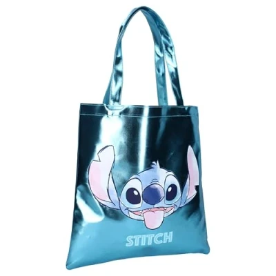 Image of Vadobag Disney Lilo and Stitch Metallic Moves Shopping Bag Size 37 x 36 2 cm turquoise,