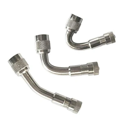 Image of QitinDasen 3Pcs Professional Tyre Valve Extension Adapter Set, Tire Stem Extension, Nickel Plated Copper Air Schrader Adapter, for Car Truck Motorcycle Bike (3 Kinds, Silver)