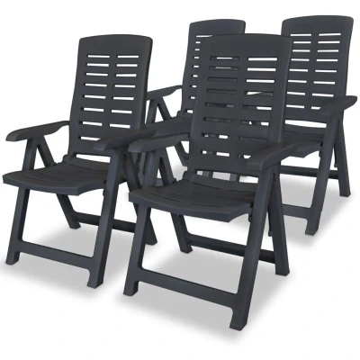 Image of vidaXL Reclining Garden Chairs 4 pcs Plastic Anthracite