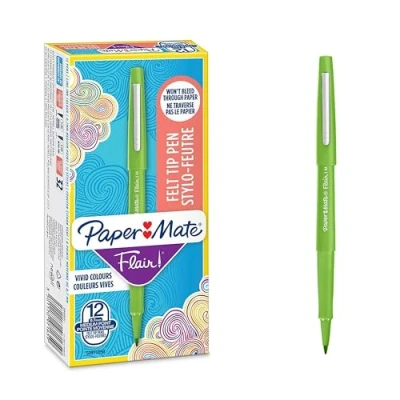 Image of Paper Mate Flair Pen, 1.1mm Medium Tip, Lime, Box of 12