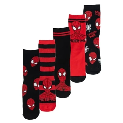 Image of United Labels Marvel Spiderman Socks for Men Men&#039;s Trainer Stockings 40 45 (Pack of 5), black/red,