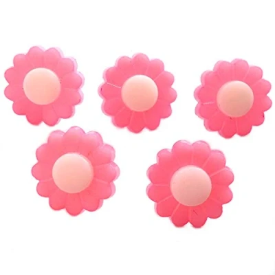Image of Lightweight Daisy Flower Centre Pop Buttons 15mm Wide Pack of 5 (Pale Pink Petals)