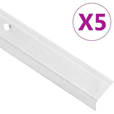 Image of vidaXL Stair Nosings in L shape 5 pcs Aluminium 100 cm Silver