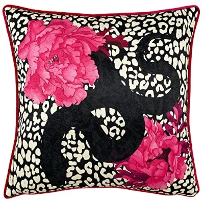Image of furn. Serpentine Cushion Cover, Polyester, Pink/Charcoal
