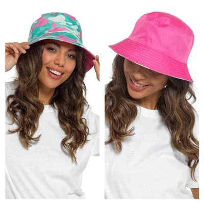 Image of Undercover Ladies Reversible Bucket Hat GL1097 Pink/Mint Camo M/L