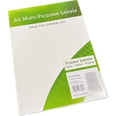 Image of Thomas Stoners A4 Multipurpose Labels 65 Per Sheet 38.1 x 21.2mm (White) Pk of 100 6500 Easy to Peel Self Adhesive Address