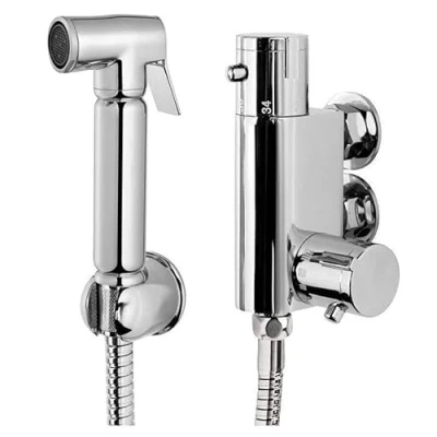 Image of Xcel Home Thermostatic Chrome Brass Douche All in One Set Muslim Bidet Shattaf Shower Head Hygiene Toilet Spray Cleaner 1
