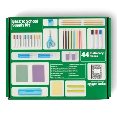 Image of Amazon Basics Back to School Supply Kit, 44 Count, Multicolor