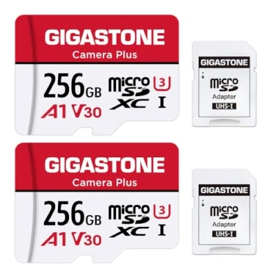 Image of Gigastone 256GB Micro SD Card 2 Pack, Camera Plus, 4K UHD Video Recording, Ultra HD Action
