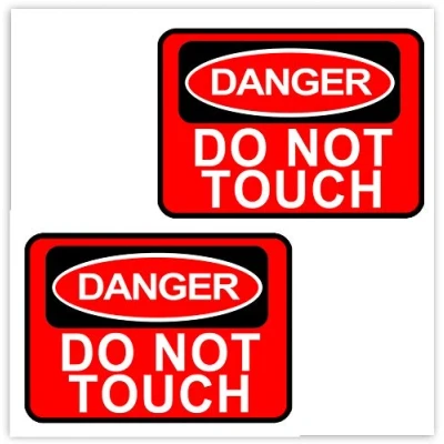 Image of SkinoEu® 2 x Vinyl Self Adhesive Decal Funny Stickers Danger Do Not Touch Sign Red Warning Label Car Door Window Auto Moto Motorcycle Helmet Bike Skate Truck Van Racing Tuning B 162