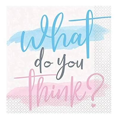 Image of Stunning Blue &amp; Pink Gender Reveal Party Luncheon Napkins (16cm) Perfect for Parties 16ct