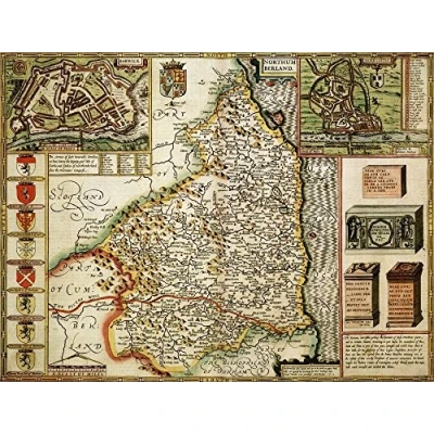 Image of Northumberland Historical Map 1000 Piece Jigsaw Puzzle (1610). Free print!
