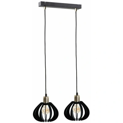Image of Gemma Bar Pendant Ceiling Light Black, Gold, 50cm, 2x E27