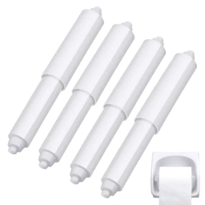 Image of Toilet Paper Holder, 4 Pcs Tissue Roll Holder Insert in bathroom Replacement Roller Spring Loaded Spindle (White)
