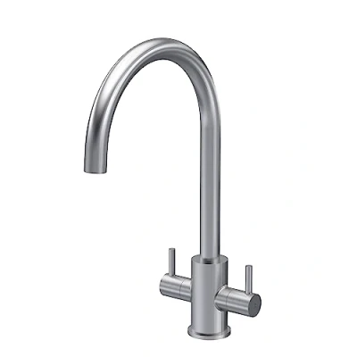 Image of nuie KLA605DL Lachen Mono Mixer Kitchen Tap with Dual Lever Handles, 363mm, Brushed Nickel