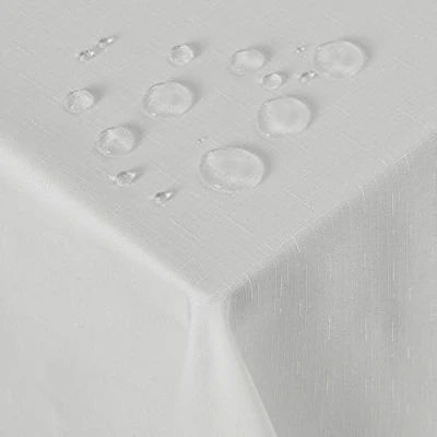 Image of Deconovo Water Resistant Faux Linen Tablecloth Wipeable Table Covers for Kids Grey 130x280cm(51x110in)