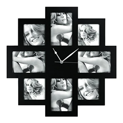 Image of Zep Photo Time Taranto Multi Aperture Frame and Clock, Black