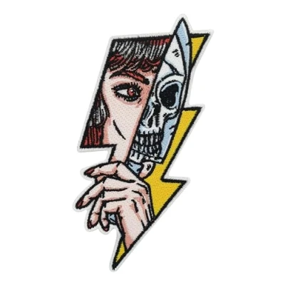 Image of Iron On Patch Skull Lady Eye Retro Flash Patch, Sexy Rocker Patches for Sewing, Cool Patches, Knife Skirt Finally Home