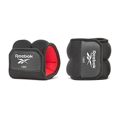 Image of Reebok Unisex&#039;s Ankle Weights 1.5Kg, Black, 1.5 KG