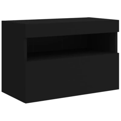Image of vidaXL TV Wall Cabinet with LED Lights Black 60x30x40 cm