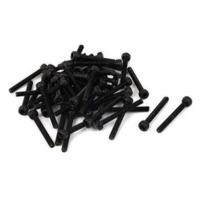 Image of Sourcingmap M3 x 25mm Carbon Steel Full Thread Hex Socket Cap Head Screws Bolts Black 50 Pcs