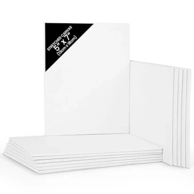 Image of Belle Vous Blank Canvas (12 Pack) 13 x 18cm (5 7 inches) Small Pre Stretched Panel Boards Suitable for Acrylic and Oil Painting Also Sketching Drawing