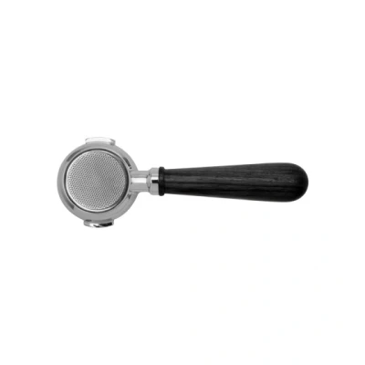Image of LELIT 58 Bottomless Portafilter with Ergonomic Handle Includes 2 Dose Stainless Steel Filter, Silver/Black