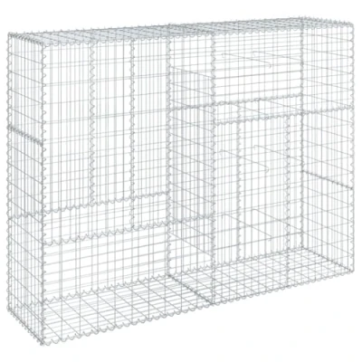 Image of vidaXL Gabion Basket 200x50x150 cm Galvanised Iron, Sturdy Outdoor Cage with Cover, Easy Assembly