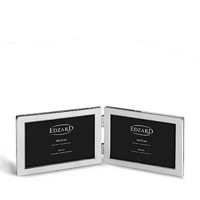 Image of Edzard double photo frame Salerno, noble silver plated, tarnish protected, for 2 photos 4 x 6 in crossways