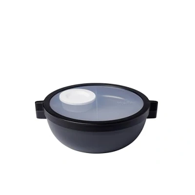 Image of Mepal Bento lunch bowl Vita Multi Compartment Extra with lid, dressing container &amp; tray box Salad Nordic black