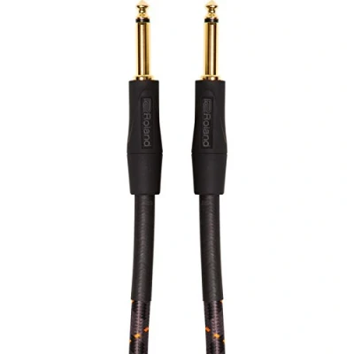 Image of Roland Gold Series Patch/Pedal Cable Straight 1/4 Inch Connectors, 5 Ft/1.5 M Ric G5, Black