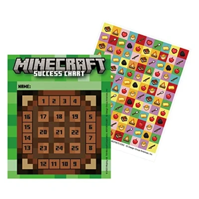 Image of Eureka 837067 Minecraft Student Reward Sticker Charts for School, 5&quot; x 6&quot;, Multicolor, 36 and Over 1000 Stickers