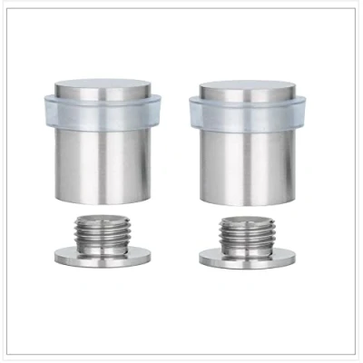 Image of EVI Herrajes Pack of 2 Door Stops 25 x 27 mm Threaded Base Transparent Rubber Stainless Steel Includes Screw + Fixing Plug Model 040811TCBAM