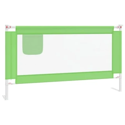 Image of vidaXL Toddler Safety Bed Rail 150x25cm Adjustable Height, Made with Sturdy Metal and Fabric, Suitable for Most Beds 3 25cm Mattress Thickness, Ideal Ages 18 Months to 5 years Green