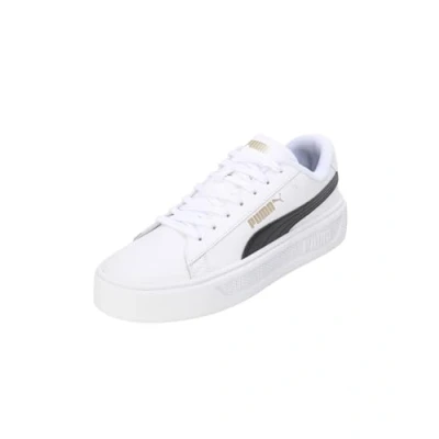Image of PUMA Women&#039;s Smash Platform V3 Sneaker, White Black Gold, 4 UK