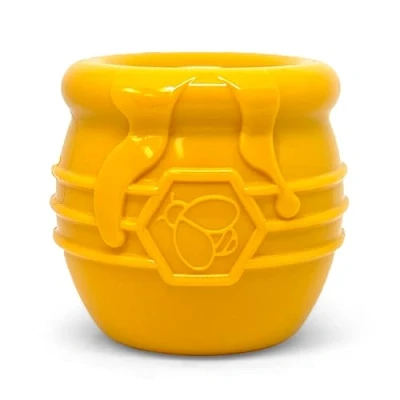 Image of SodaPup Honey Pot Durable Dog Treat Dispenser &amp; Enrichment Toy Made in USA from Non Toxic, Pet Safe, Food Safe Natural Rubber Material for Mental Stimulation, Problem Chewing, Calming Nerves, More
