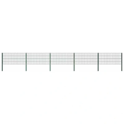 Image of vidaXL Fence Panel with Posts Iron 8.5x0.8 m Green