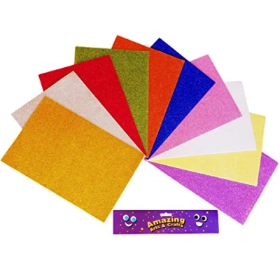 Image of 10 Foam Sheets for Craft Self Adhesive A4 Glitter Assorted Colours
