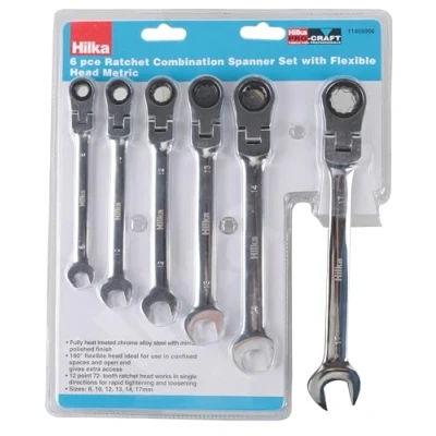 Image of Hilka 11405006 6 PCE Ratchet Spanner Set with Flexible Head Metric
