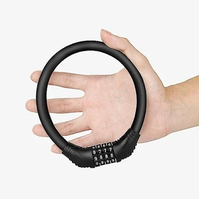 Image of FUZVOL Bike Lock Cable, 4 Digit Combination Bicycle for Cycle, Motorbike, Scooter, Mountain Bike, Pram, Outdoor, High Security &amp; Waterproof Chain Locks,Portable(Black)